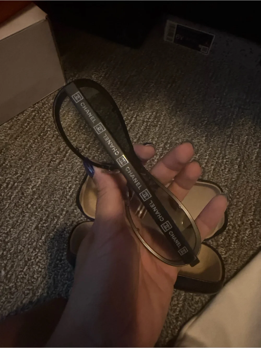 CHANEL vintage black Gradient Shield Sunglasses with Subtle Blue Reflect